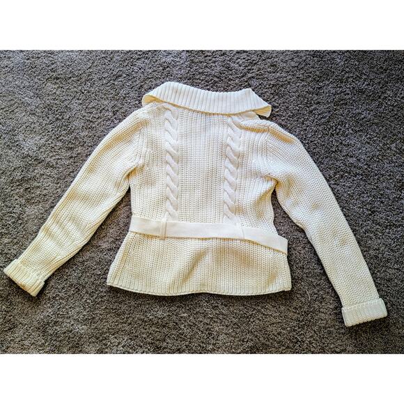 Vtg Crochet Cardigan XS Light Academia Preppy Cable Knit Cottagecore Pima Fairy - Picture 2 of 11